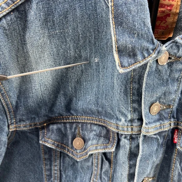Levis 72334 Mens Denim Trucker Jacket Blue Medium Wash Size L Large - Picture 7 of 11